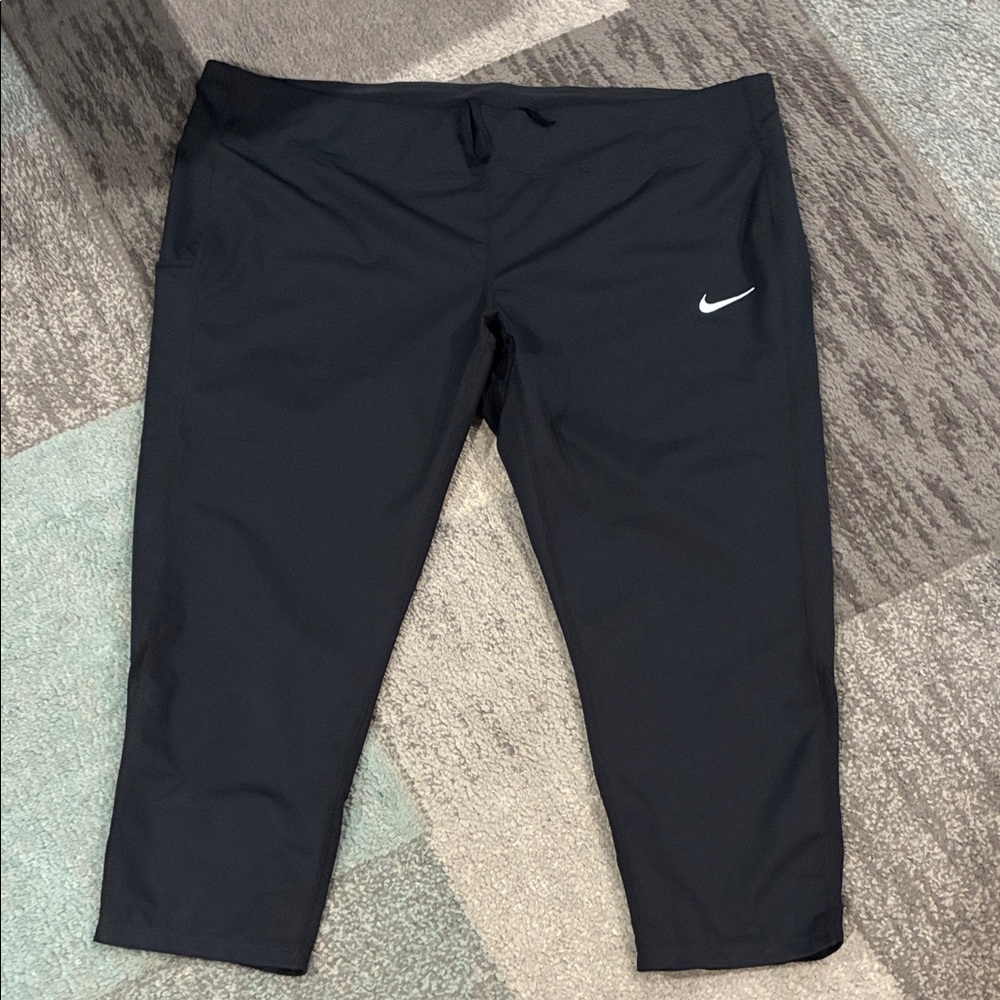 Nike Black Athletic Capris with White Logo